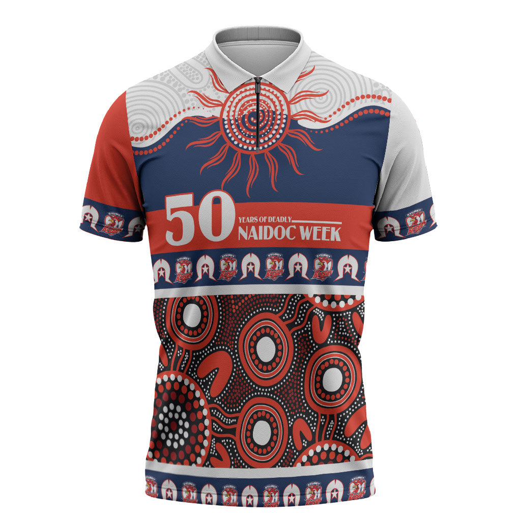 Roosters NAIDOC Week Personalised Zipper Polo Shirt Aboriginal Torres Strait Islanders Vibe