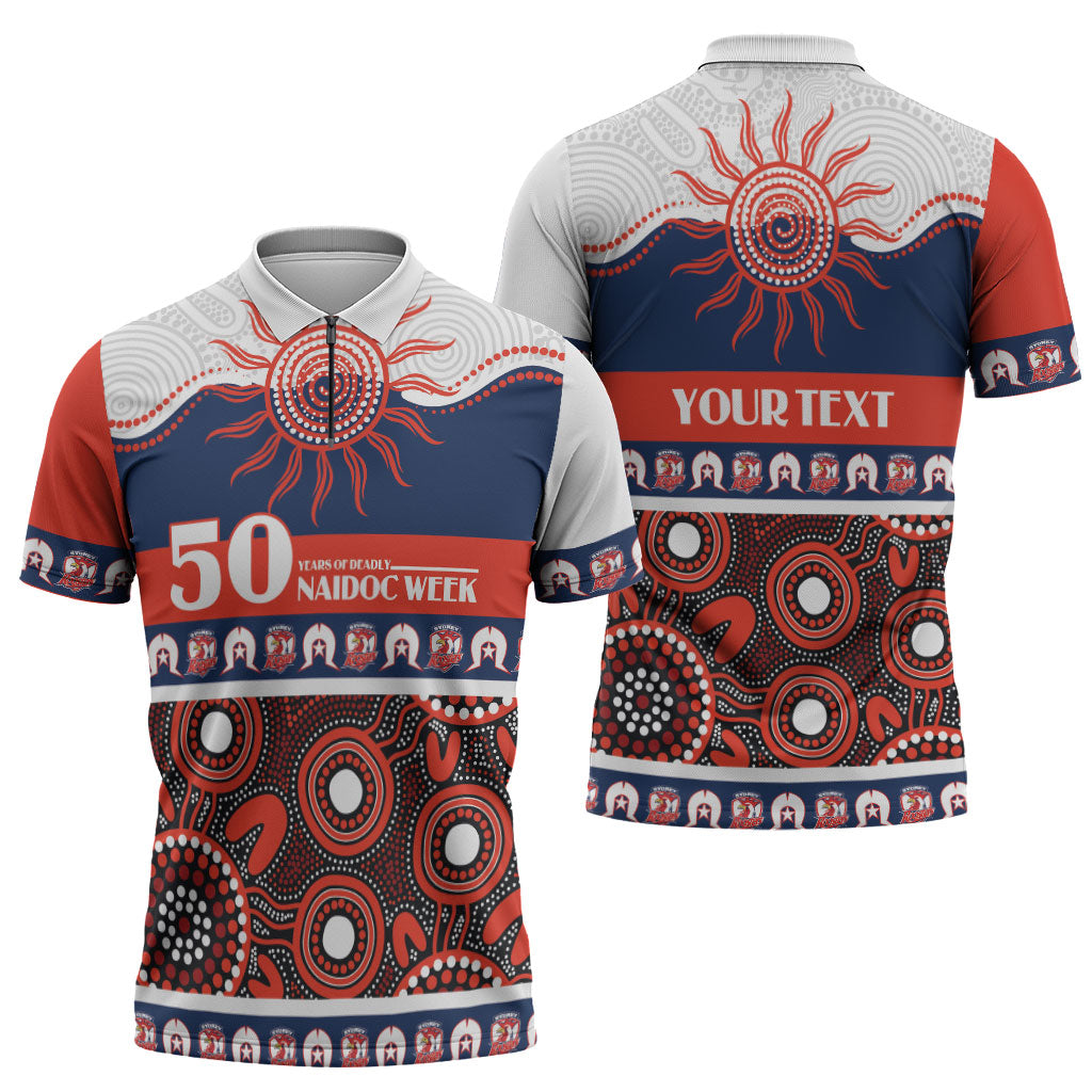 Roosters NAIDOC Week Personalised Zipper Polo Shirt Aboriginal Torres Strait Islanders Vibe