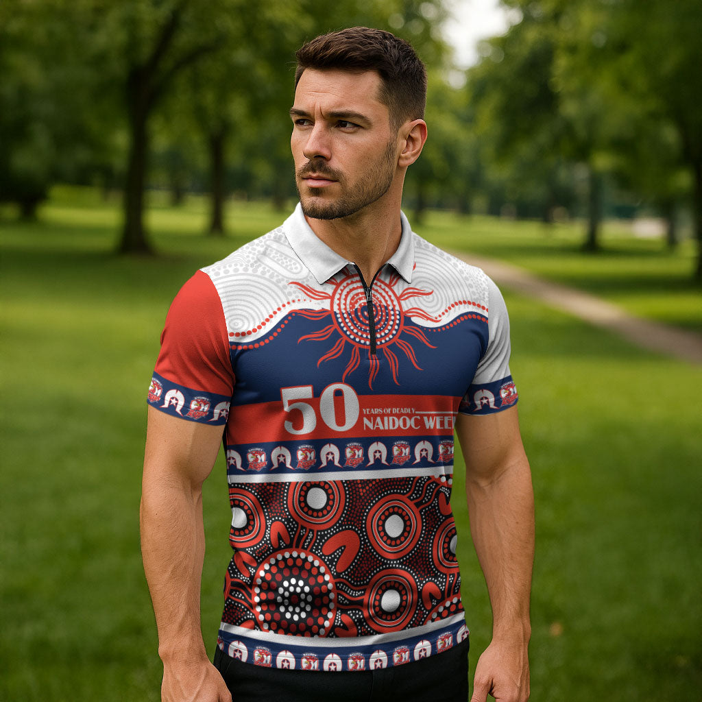 Roosters NAIDOC Week Personalised Zipper Polo Shirt Aboriginal Torres Strait Islanders Vibe