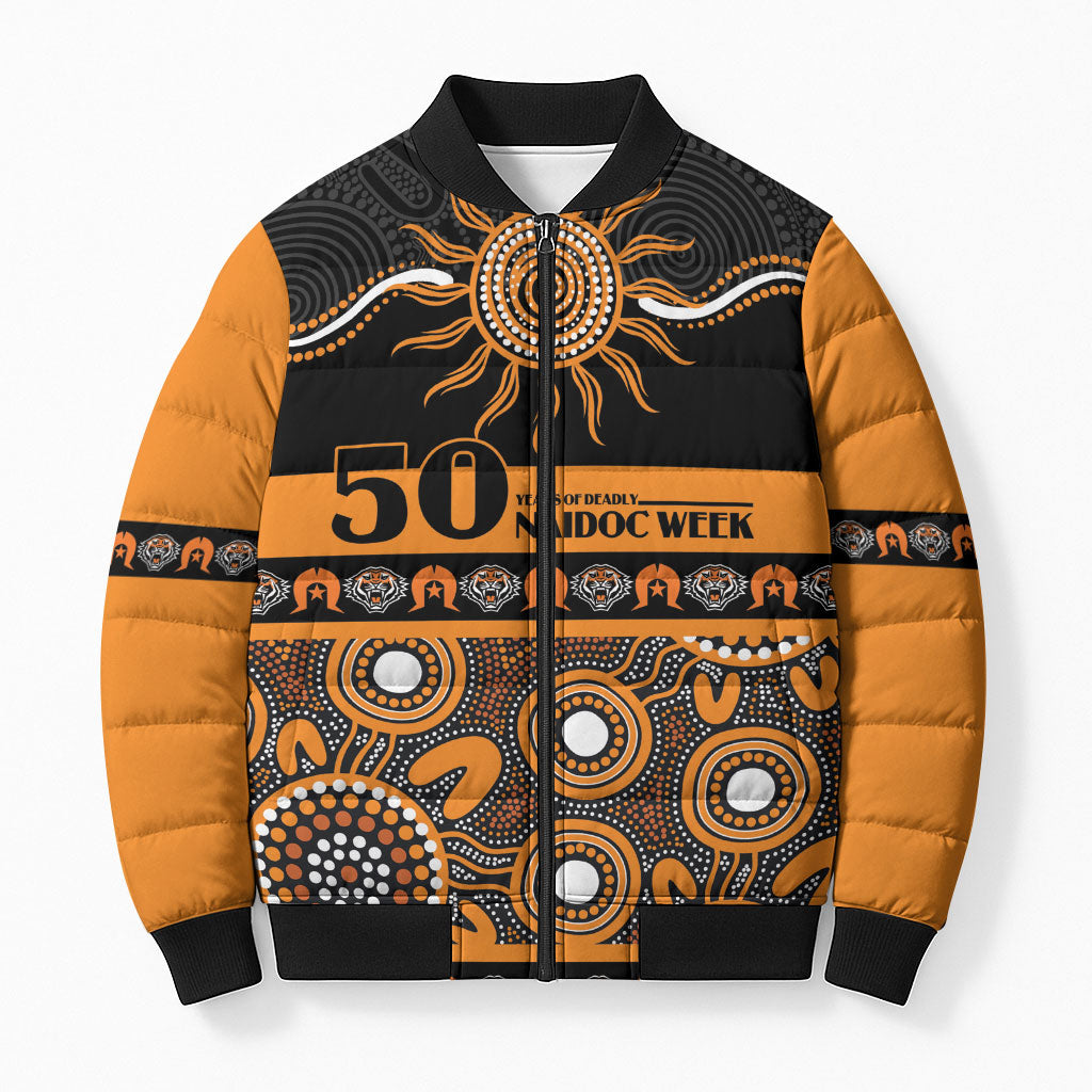 Tigers NAIDOC Week Personalised Bomber Puffer Jacket Aboriginal Torres Strait Islanders Vibe