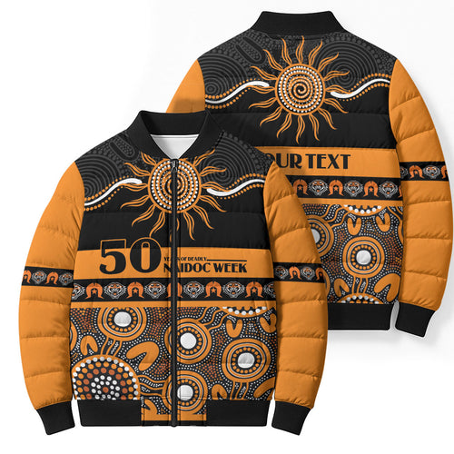 Tigers NAIDOC Week Personalised Bomber Puffer Jacket Aboriginal Torres Strait Islanders Vibe