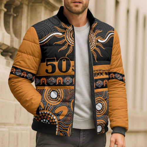 Tigers NAIDOC Week Personalised Bomber Puffer Jacket Aboriginal Torres Strait Islanders Vibe