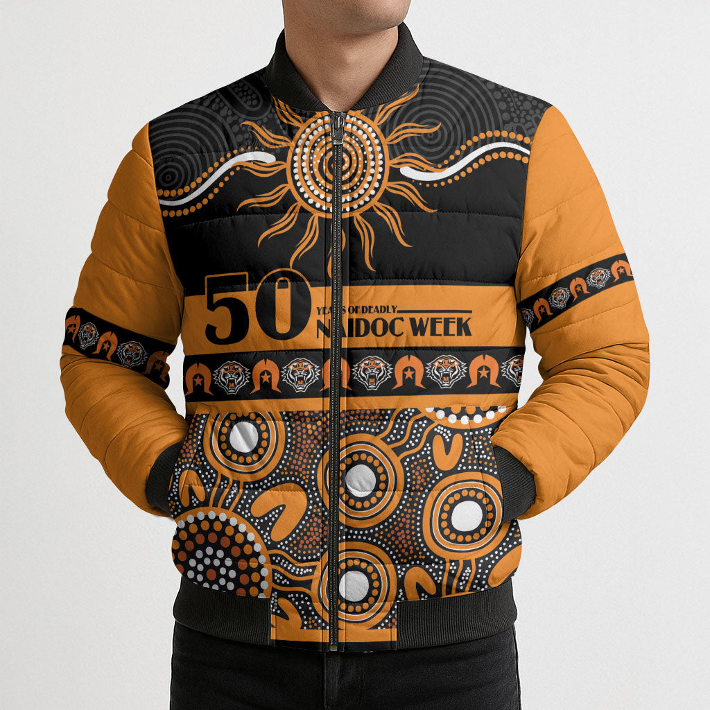 Tigers NAIDOC Week Personalised Bomber Puffer Jacket Aboriginal Torres Strait Islanders Vibe