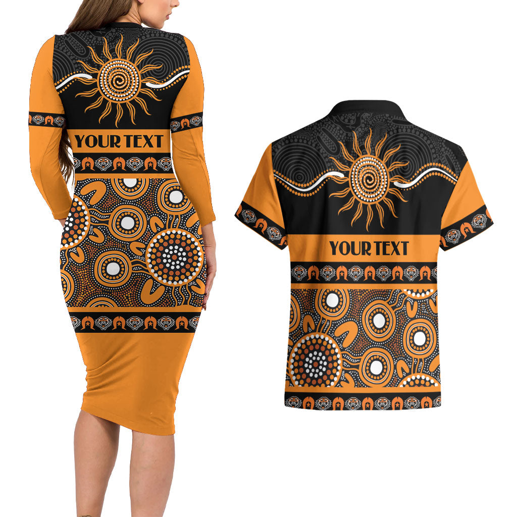 Tigers NAIDOC Week Personalised Couples Matching Long Sleeve Bodycon Dress and Hawaiian Shirt Aboriginal Torres Strait Islanders Vibe