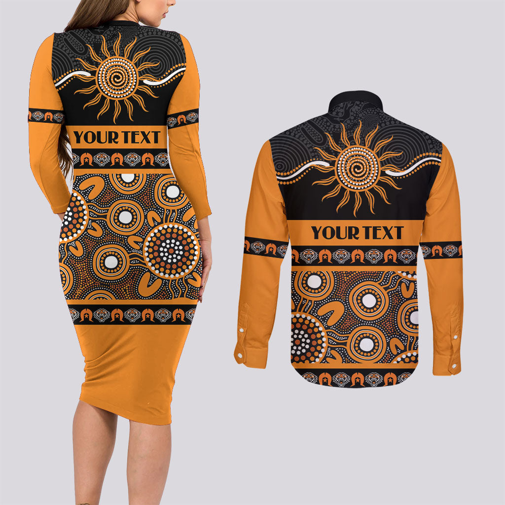 Tigers NAIDOC Week Personalised Couples Matching Long Sleeve Bodycon Dress and Long Sleeve Button Shirt Aboriginal Torres Strait Islanders Vibe