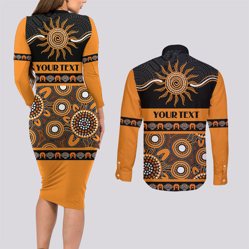 Tigers NAIDOC Week Personalised Couples Matching Long Sleeve Bodycon Dress and Long Sleeve Button Shirt Aboriginal Torres Strait Islanders Vibe