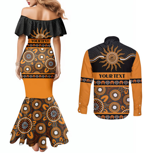 Tigers NAIDOC Week Personalised Couples Matching Mermaid Dress and Long Sleeve Button Shirt Aboriginal Torres Strait Islanders Vibe