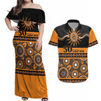Tigers NAIDOC Week Personalised Couples Matching Off Shoulder Maxi Dress and Hawaiian Shirt Aboriginal Torres Strait Islanders Vibe