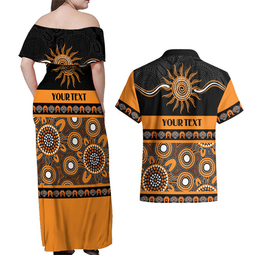 Tigers NAIDOC Week Personalised Couples Matching Off Shoulder Maxi Dress and Hawaiian Shirt Aboriginal Torres Strait Islanders Vibe