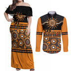 Tigers NAIDOC Week Personalised Couples Matching Off Shoulder Maxi Dress and Long Sleeve Button Shirt Aboriginal Torres Strait Islanders Vibe