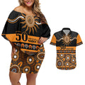 Tigers NAIDOC Week Personalised Couples Matching Off Shoulder Short Dress and Hawaiian Shirt Aboriginal Torres Strait Islanders Vibe