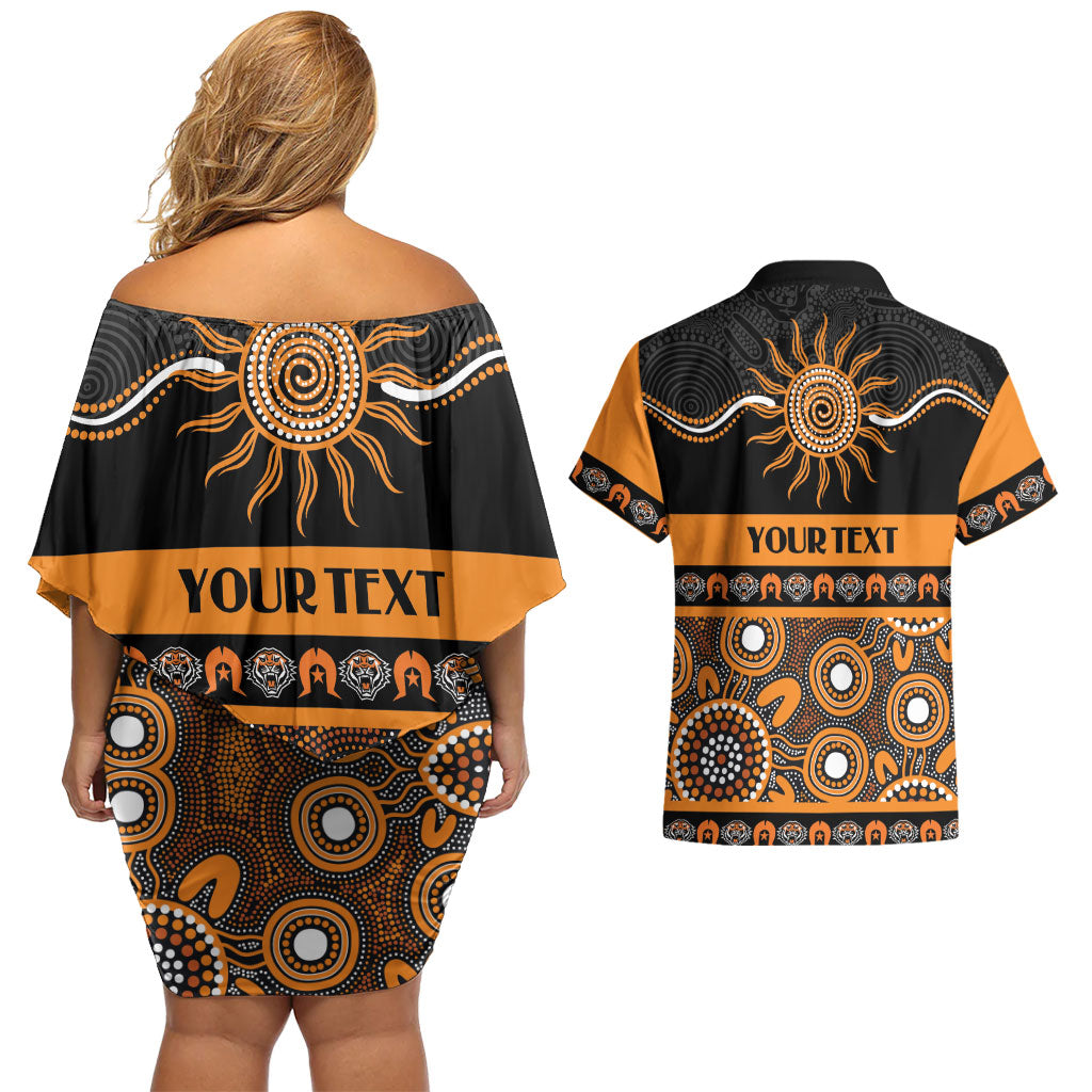 Tigers NAIDOC Week Personalised Couples Matching Off Shoulder Short Dress and Hawaiian Shirt Aboriginal Torres Strait Islanders Vibe