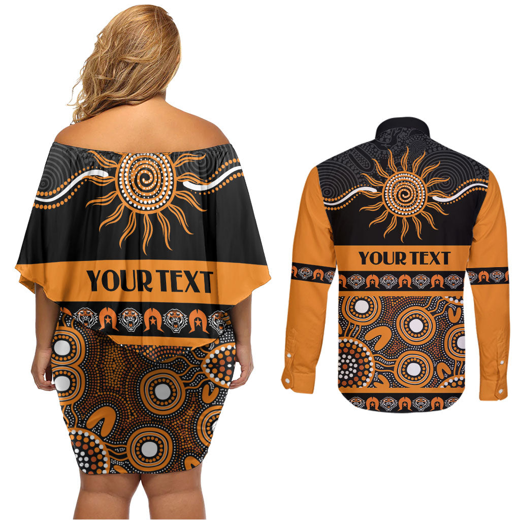 Tigers NAIDOC Week Personalised Couples Matching Off Shoulder Short Dress and Long Sleeve Button Shirt Aboriginal Torres Strait Islanders Vibe