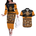 Tigers NAIDOC Week Personalised Couples Matching Off The Shoulder Long Sleeve Dress and Hawaiian Shirt Aboriginal Torres Strait Islanders Vibe