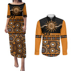 Tigers NAIDOC Week Personalised Couples Matching Puletasi and Long Sleeve Button Shirt Aboriginal Torres Strait Islanders Vibe
