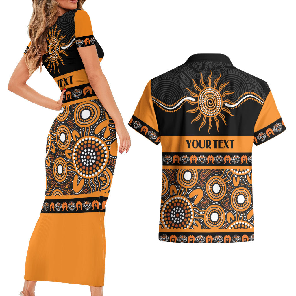 Tigers NAIDOC Week Personalised Couples Matching Short Sleeve Bodycon Dress and Hawaiian Shirt Aboriginal Torres Strait Islanders Vibe
