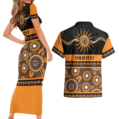Tigers NAIDOC Week Personalised Couples Matching Short Sleeve Bodycon Dress and Hawaiian Shirt Aboriginal Torres Strait Islanders Vibe