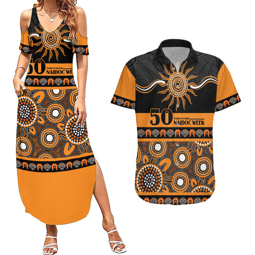 Tigers NAIDOC Week Personalised Couples Matching Summer Maxi Dress and Hawaiian Shirt Aboriginal Torres Strait Islanders Vibe