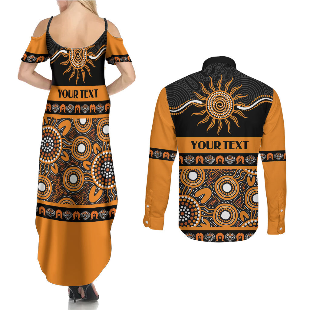 Tigers NAIDOC Week Personalised Couples Matching Summer Maxi Dress and Long Sleeve Button Shirt Aboriginal Torres Strait Islanders Vibe