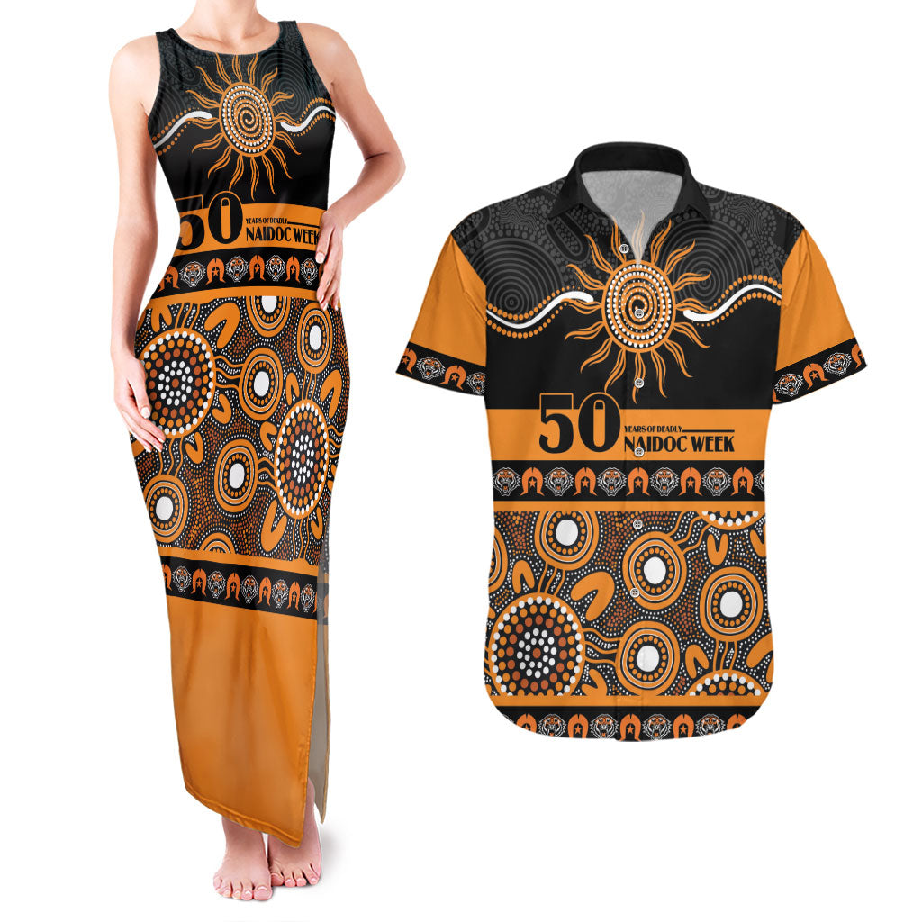 Tigers NAIDOC Week Personalised Couples Matching Tank Maxi Dress and Hawaiian Shirt Aboriginal Torres Strait Islanders Vibe