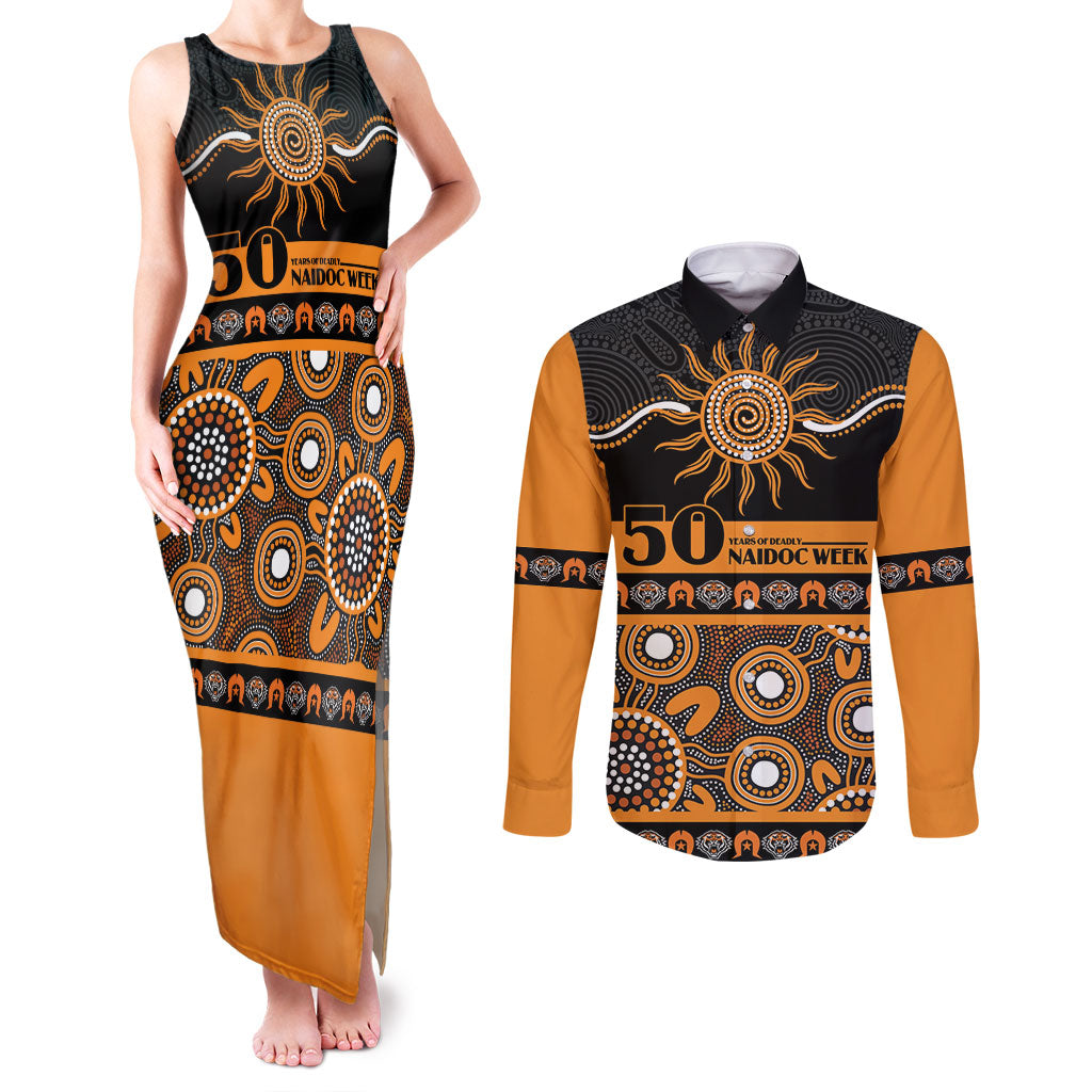 Tigers NAIDOC Week Personalised Couples Matching Tank Maxi Dress and Long Sleeve Button Shirt Aboriginal Torres Strait Islanders Vibe