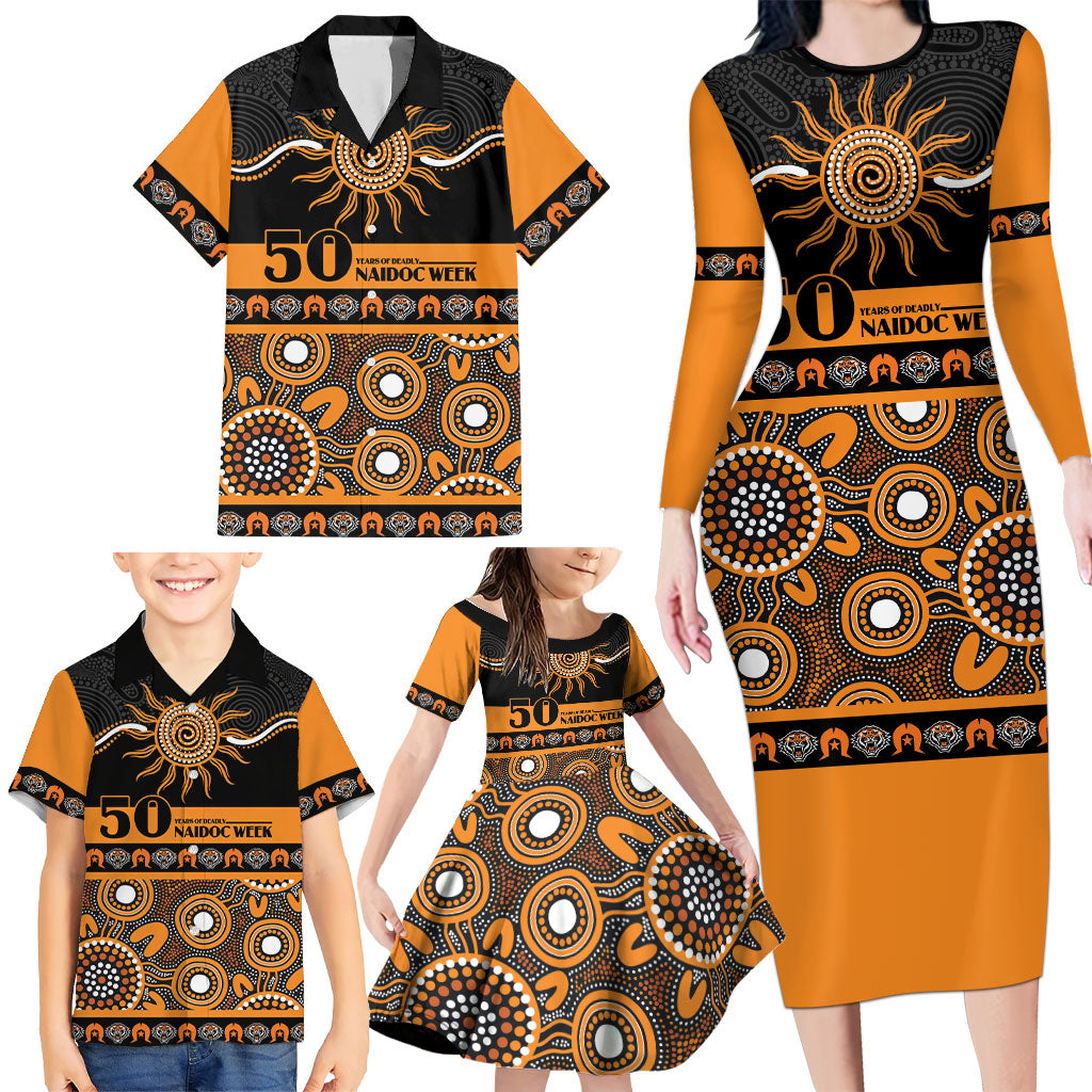 Tigers NAIDOC Week Personalised Family Matching Long Sleeve Bodycon Dress and Hawaiian Shirt Aboriginal Torres Strait Islanders Vibe