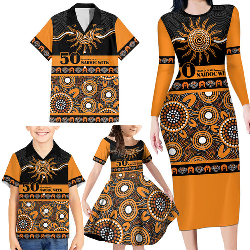 Tigers NAIDOC Week Personalised Family Matching Long Sleeve Bodycon Dress and Hawaiian Shirt Aboriginal Torres Strait Islanders Vibe