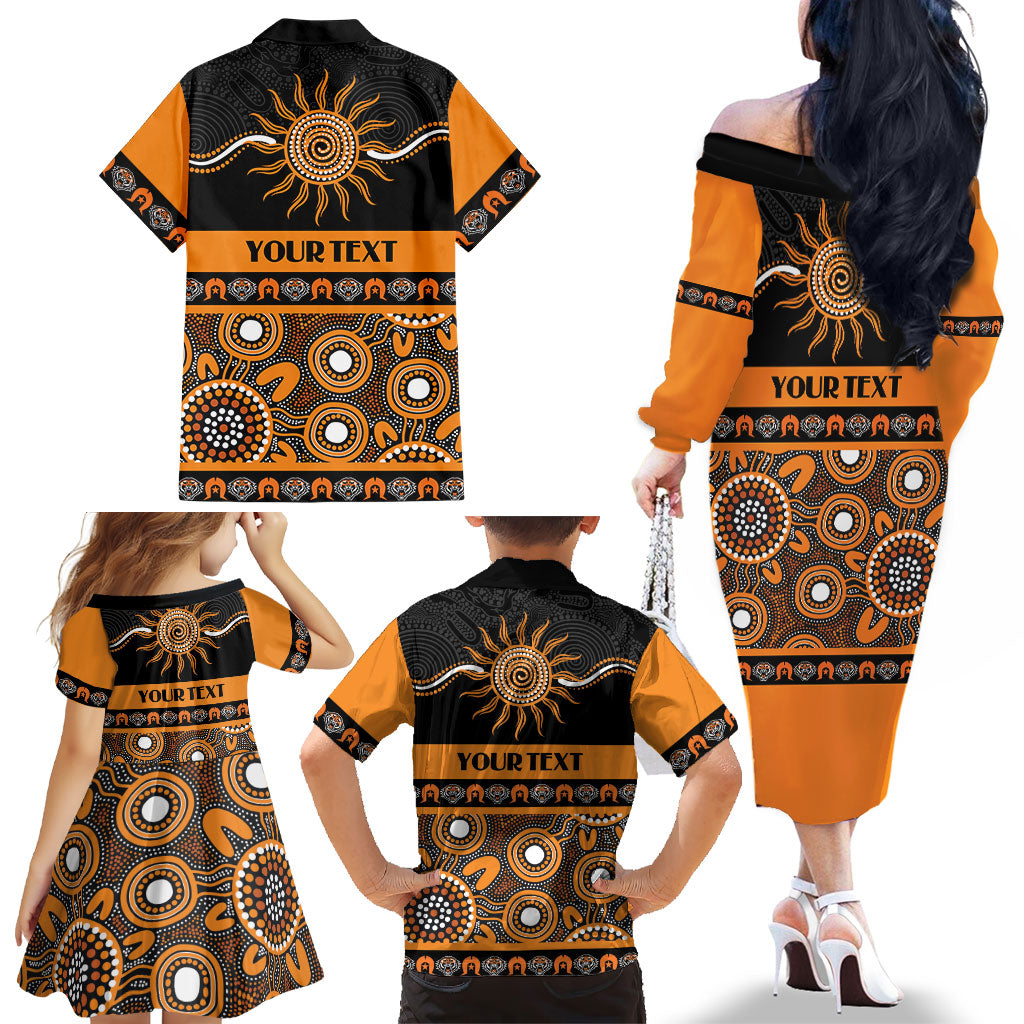 Tigers NAIDOC Week Personalised Family Matching Off The Shoulder Long Sleeve Dress and Hawaiian Shirt Aboriginal Torres Strait Islanders Vibe