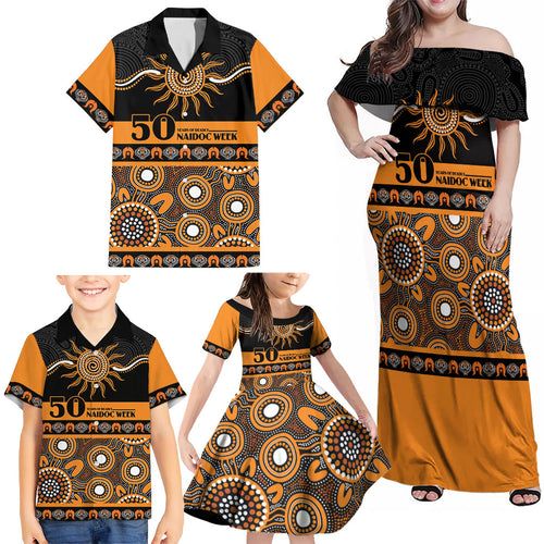 Tigers NAIDOC Week Personalised Family Matching Off Shoulder Maxi Dress and Hawaiian Shirt Aboriginal Torres Strait Islanders Vibe