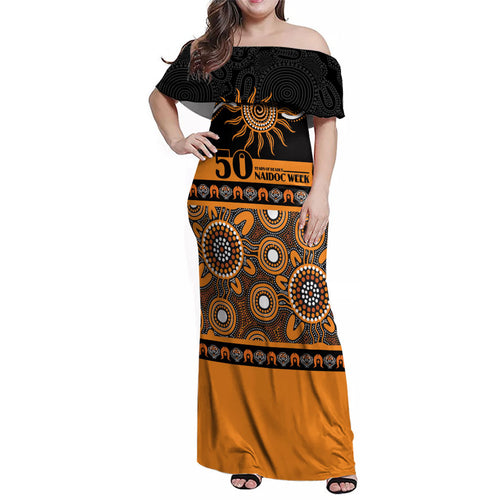 Tigers NAIDOC Week Personalised Family Matching Off Shoulder Maxi Dress and Hawaiian Shirt Aboriginal Torres Strait Islanders Vibe