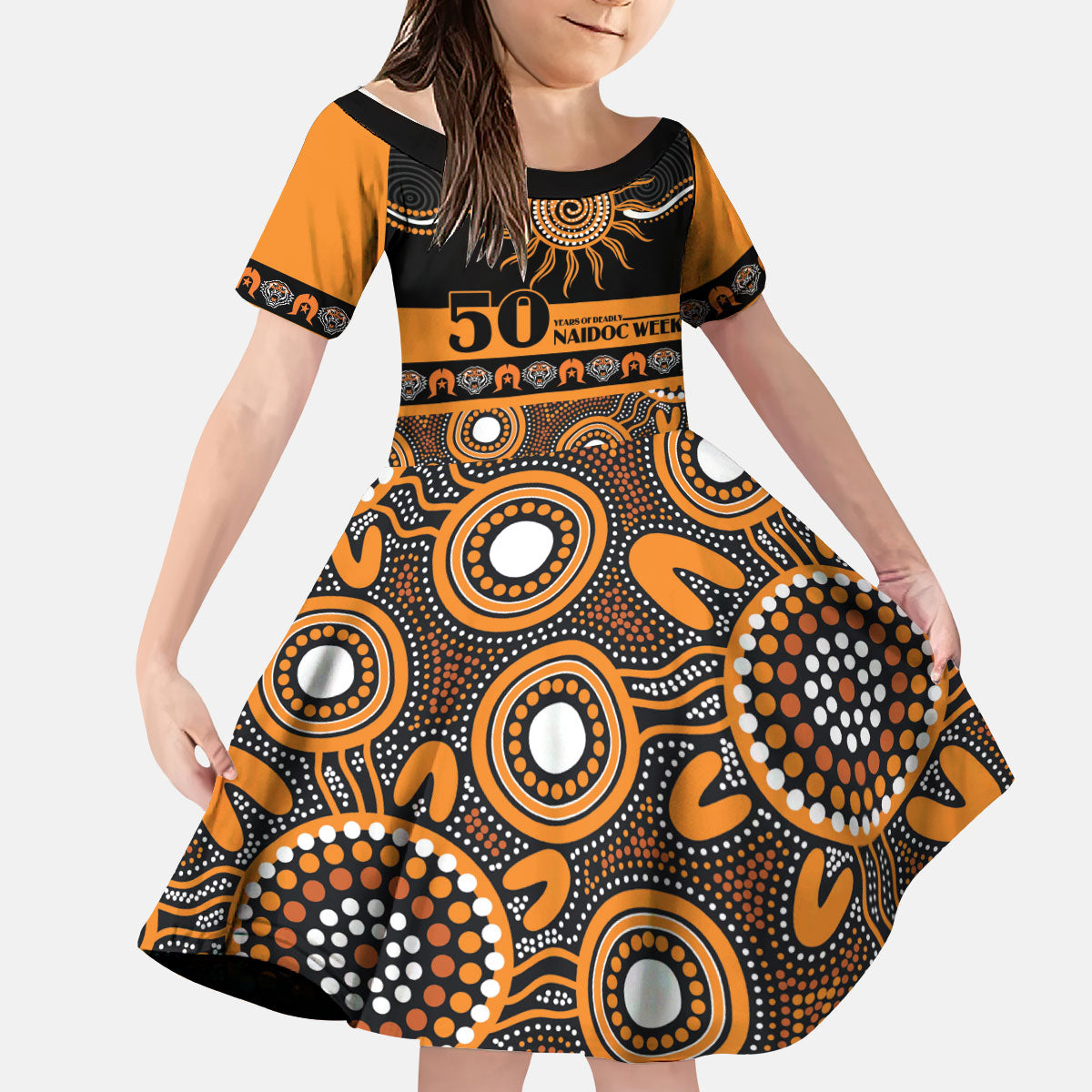 Tigers NAIDOC Week Personalised Kid Short Sleeve Dress Aboriginal Torres Strait Islanders Vibe