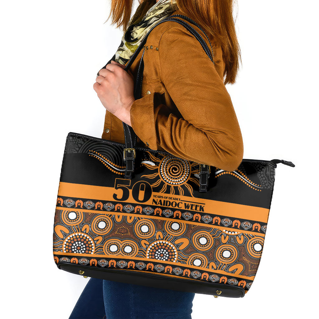 Tigers NAIDOC Week Leather Tote Bag Aboriginal Torres Strait Islanders Vibe