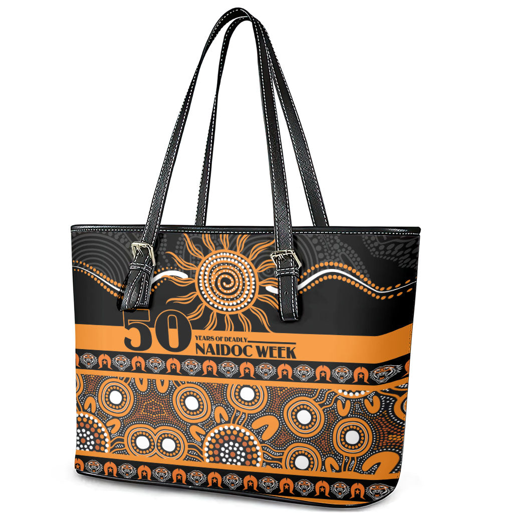 Tigers NAIDOC Week Leather Tote Bag Aboriginal Torres Strait Islanders Vibe