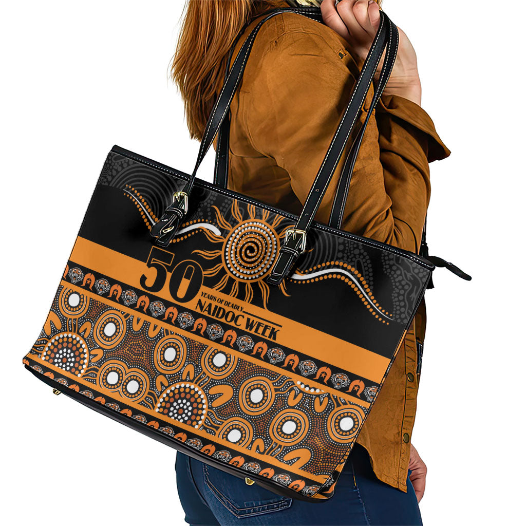 Tigers NAIDOC Week Leather Tote Bag Aboriginal Torres Strait Islanders Vibe