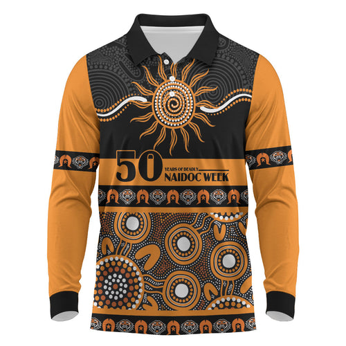 Tigers NAIDOC Week Personalised Long Sleeve Polo Shirt Aboriginal Torres Strait Islanders Vibe