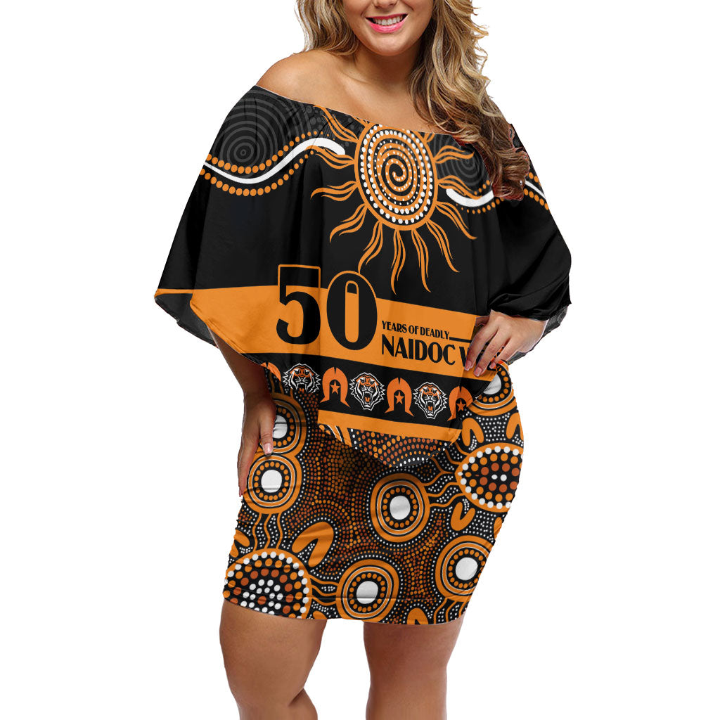 Tigers NAIDOC Week Personalised Off Shoulder Short Dress Aboriginal Torres Strait Islanders Vibe