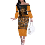 Tigers NAIDOC Week Personalised Off The Shoulder Long Sleeve Dress Aboriginal Torres Strait Islanders Vibe