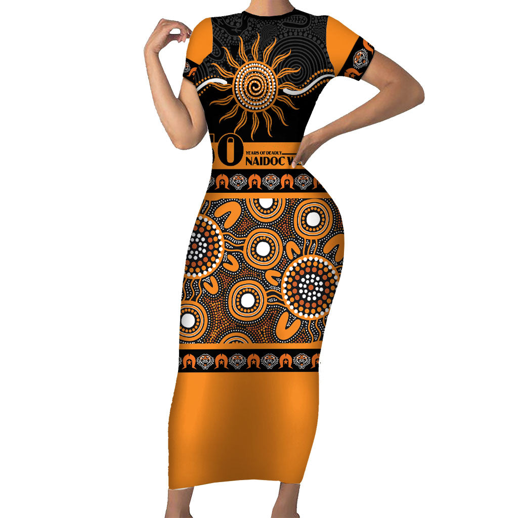Tigers NAIDOC Week Personalised Short Sleeve Bodycon Dress Aboriginal Torres Strait Islanders Vibe
