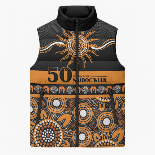 Tigers NAIDOC Week Personalised Sleeveless Puffer Jacket Aboriginal Torres Strait Islanders Vibe