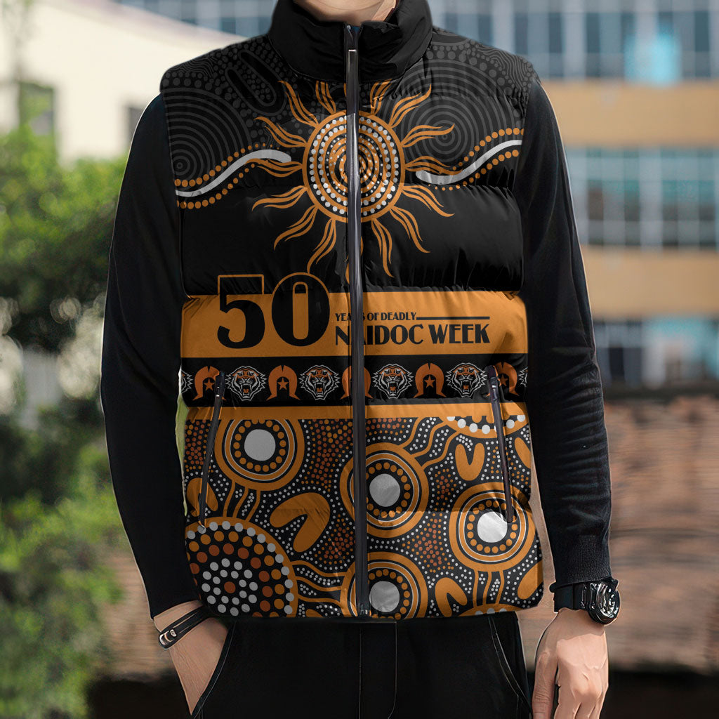 Tigers NAIDOC Week Personalised Sleeveless Puffer Jacket Aboriginal Torres Strait Islanders Vibe