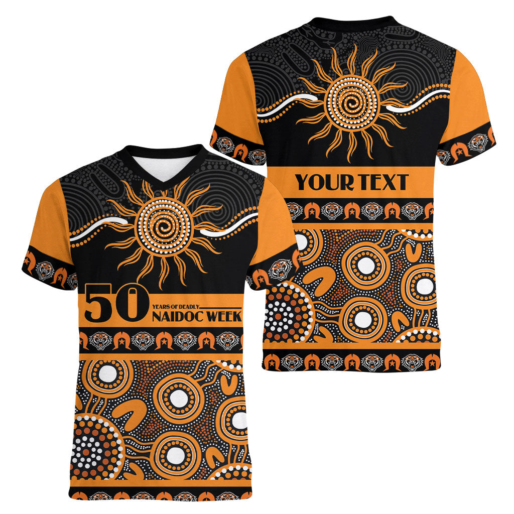 Tigers NAIDOC Week Personalised Women V-Neck T-Shirt Aboriginal Torres Strait Islanders Vibe