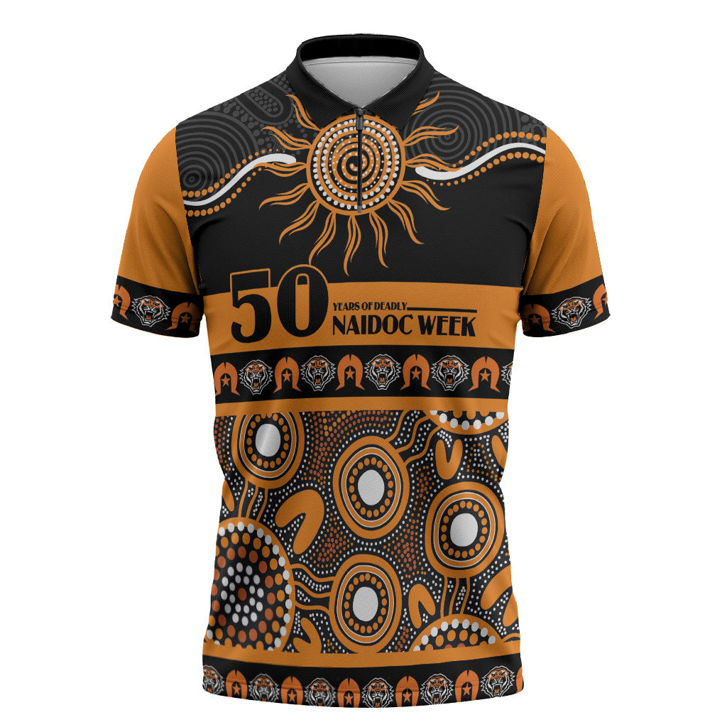 Tigers NAIDOC Week Personalised Zipper Polo Shirt Aboriginal Torres Strait Islanders Vibe