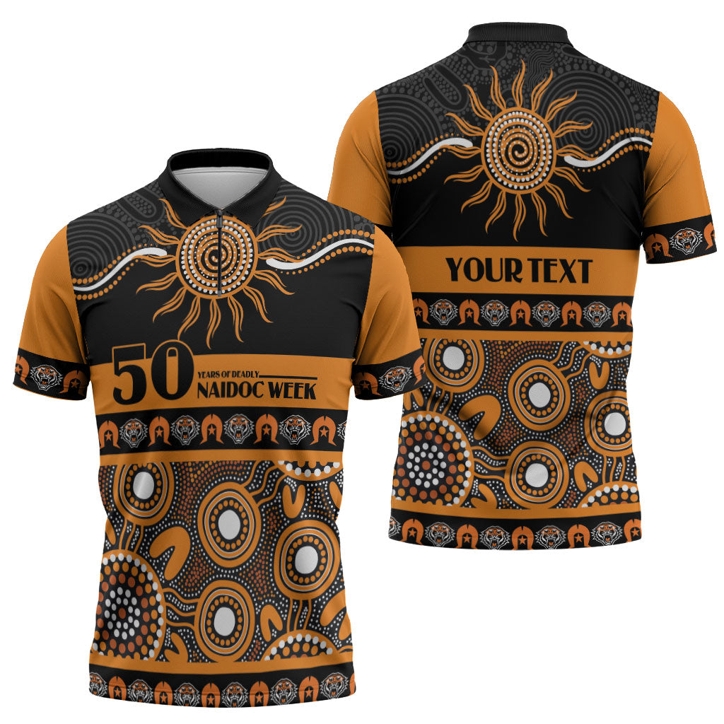 Tigers NAIDOC Week Personalised Zipper Polo Shirt Aboriginal Torres Strait Islanders Vibe