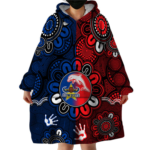 nrl-dolphins-combine-cowboys-rugby-wearable-blanket-hoodie-indigenous-aboriginal-style