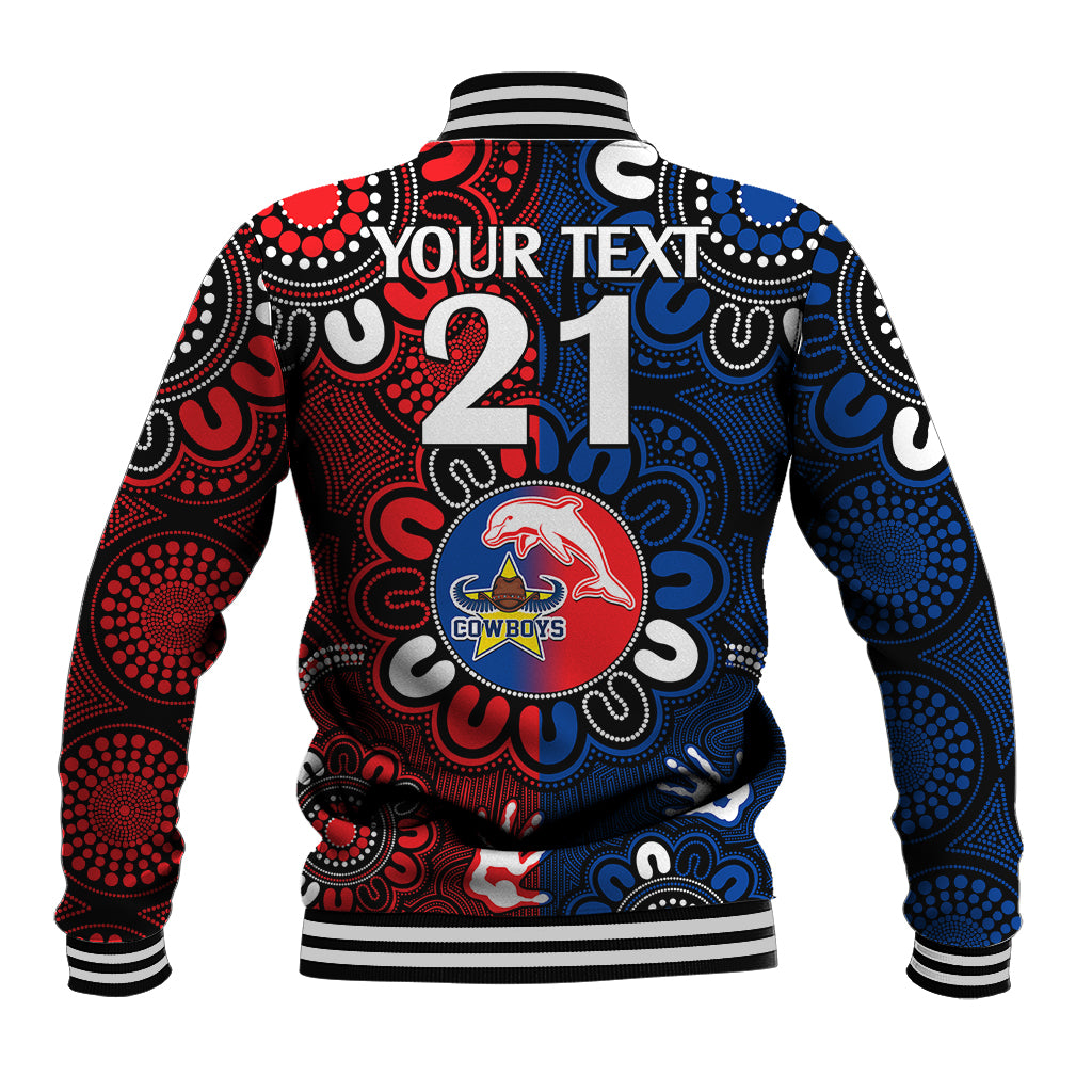 custom-text-and-number-nrl-dolphins-combine-cowboys-rugby-baseball-jacket-indigenous-aboriginal-style