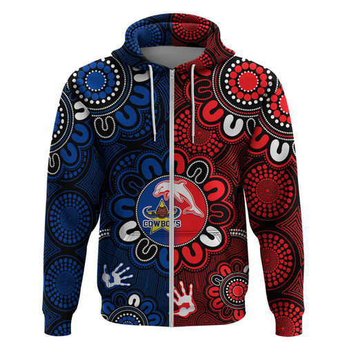custom-text-and-number-nrl-dolphins-combine-cowboys-rugby-hoodie-indigenous-aboriginal-style