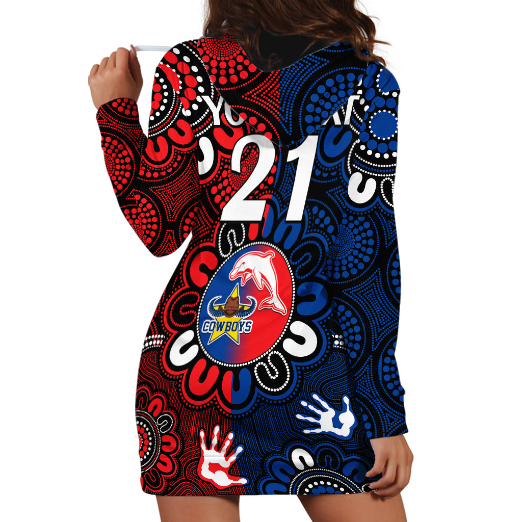 custom-text-and-number-nrl-dolphins-combine-cowboys-rugby-hoodie-dress-indigenous-aboriginal-style