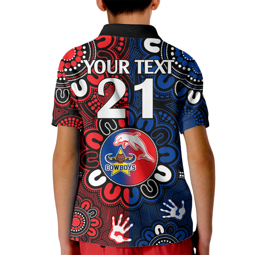 custom-text-and-number-nrl-dolphins-combine-cowboys-rugby-kid-polo-shirt-indigenous-aboriginal-style