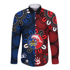 custom-text-and-number-nrl-dolphins-combine-cowboys-rugby-long-sleeve-button-shirt-indigenous-aboriginal-style
