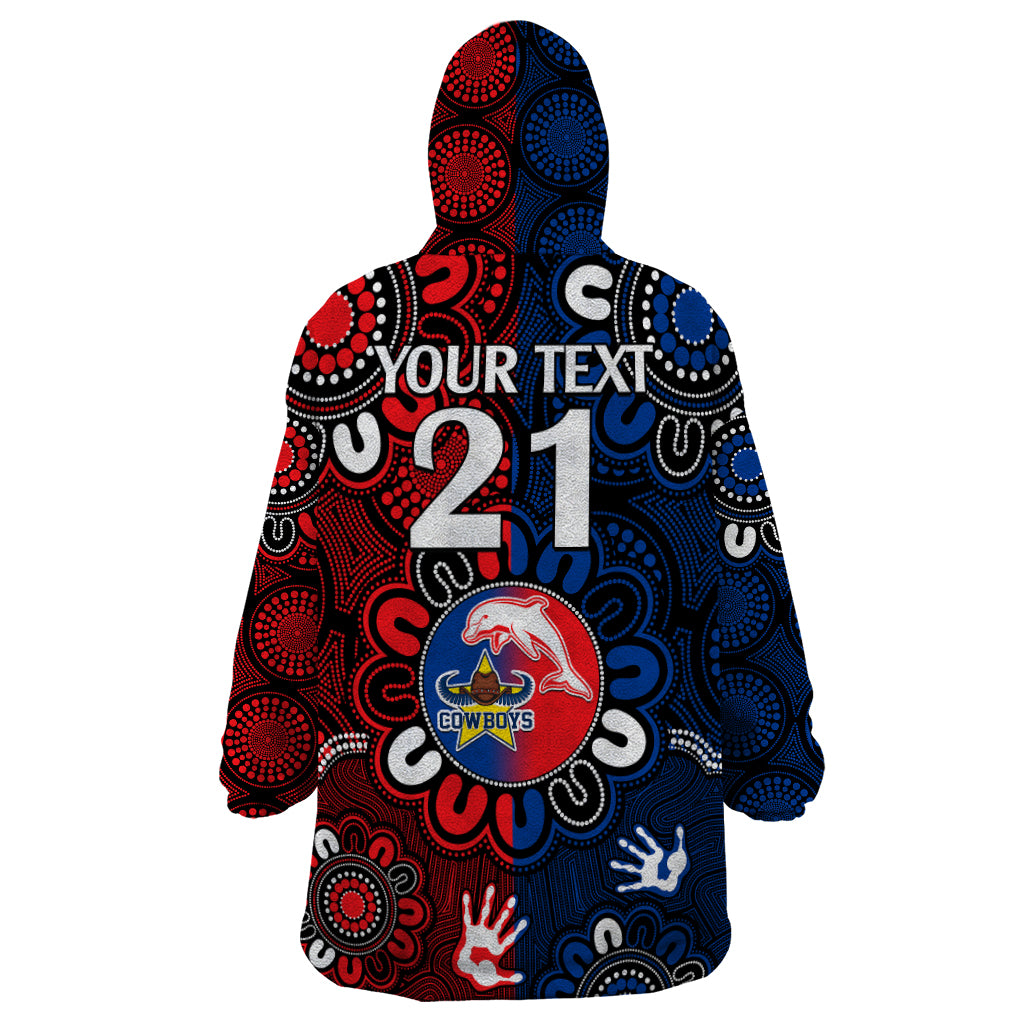 custom-text-and-number-nrl-dolphins-combine-cowboys-rugby-wearable-blanket-hoodie-indigenous-aboriginal-style